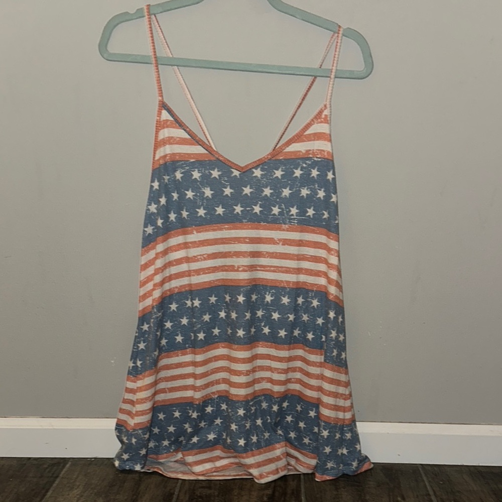 Lovely Melody Blue and Orange Starry Striped Top